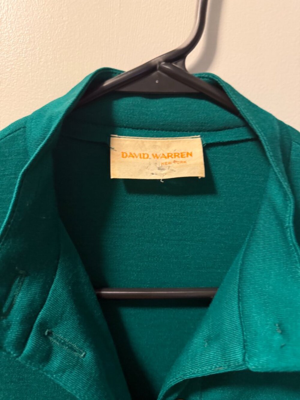 Vintage David Warren New York Green Button Front Shirtdress Midi Sz 10 - Picture 3 of 3